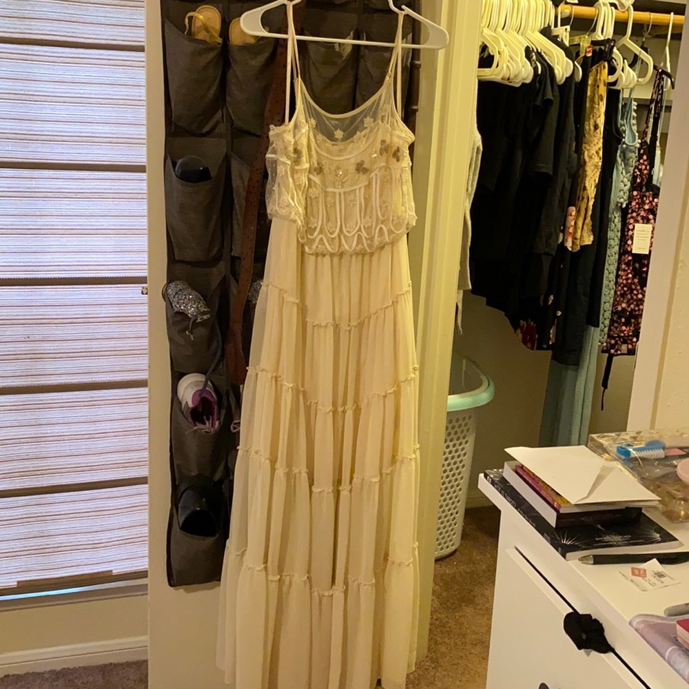 Free people beaded lace embroidered maxi dress